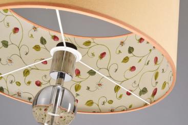 Lampenschirm orange rund 40 x 20 cm innen Erdbeermuster 