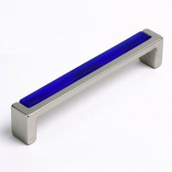 Möbelgriff mit Glas dunkel blau 136mm 