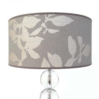 Lampenschirm grau taupe rund 40 x 20 cm Leinen 
