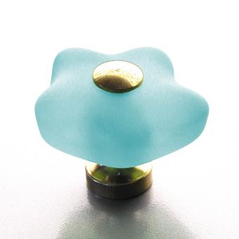 Möbelknauf Blume hell blau 36mm 