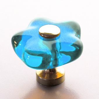 Möbelknauf Blume türkis blau 36mm 