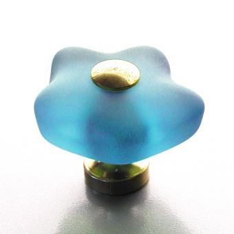 Möbelknopf Blume türkis blau 36mm 