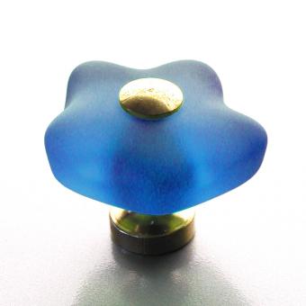 Möbelknopf Blume blau 36mm 