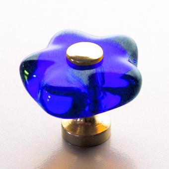 Möbelknopf Blume dunkel blau 36mm 