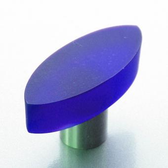 Design Möbelknopf blau 40mm oval 