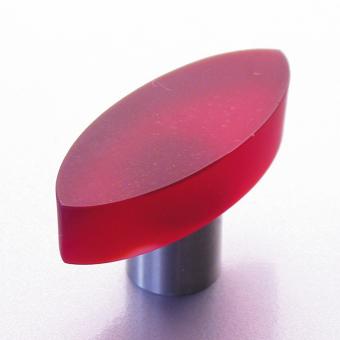 Design Möbelknopf rot 40mm oval 